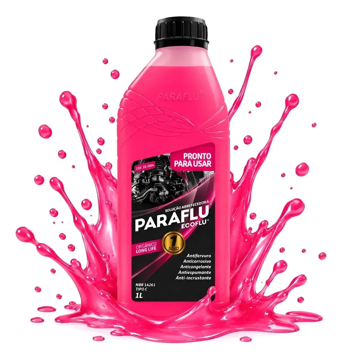 Frasco de aditivo Paraflu rosa para radiador de 1 litro