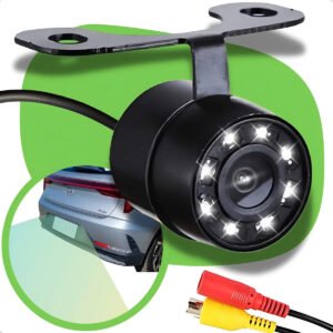 Câmera de ré automotiva com 8 LEDs infravermelhos e visão noturna
