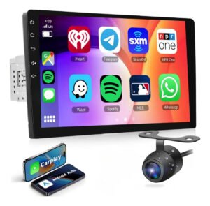 Central multimídia 9 polegadas 1 DIN com Android Auto, CarPlay e câmera de ré
