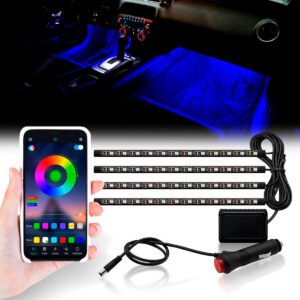 Luz ambiente LED RGB instalada no interior do carro