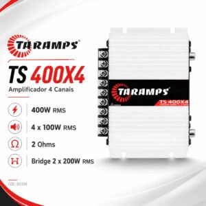 Módulo amplificador Taramps TS 400x4 branco de 4 canais