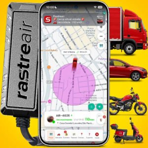 Rastreador GPS veicular 4G com aplicativo de localização em tempo real