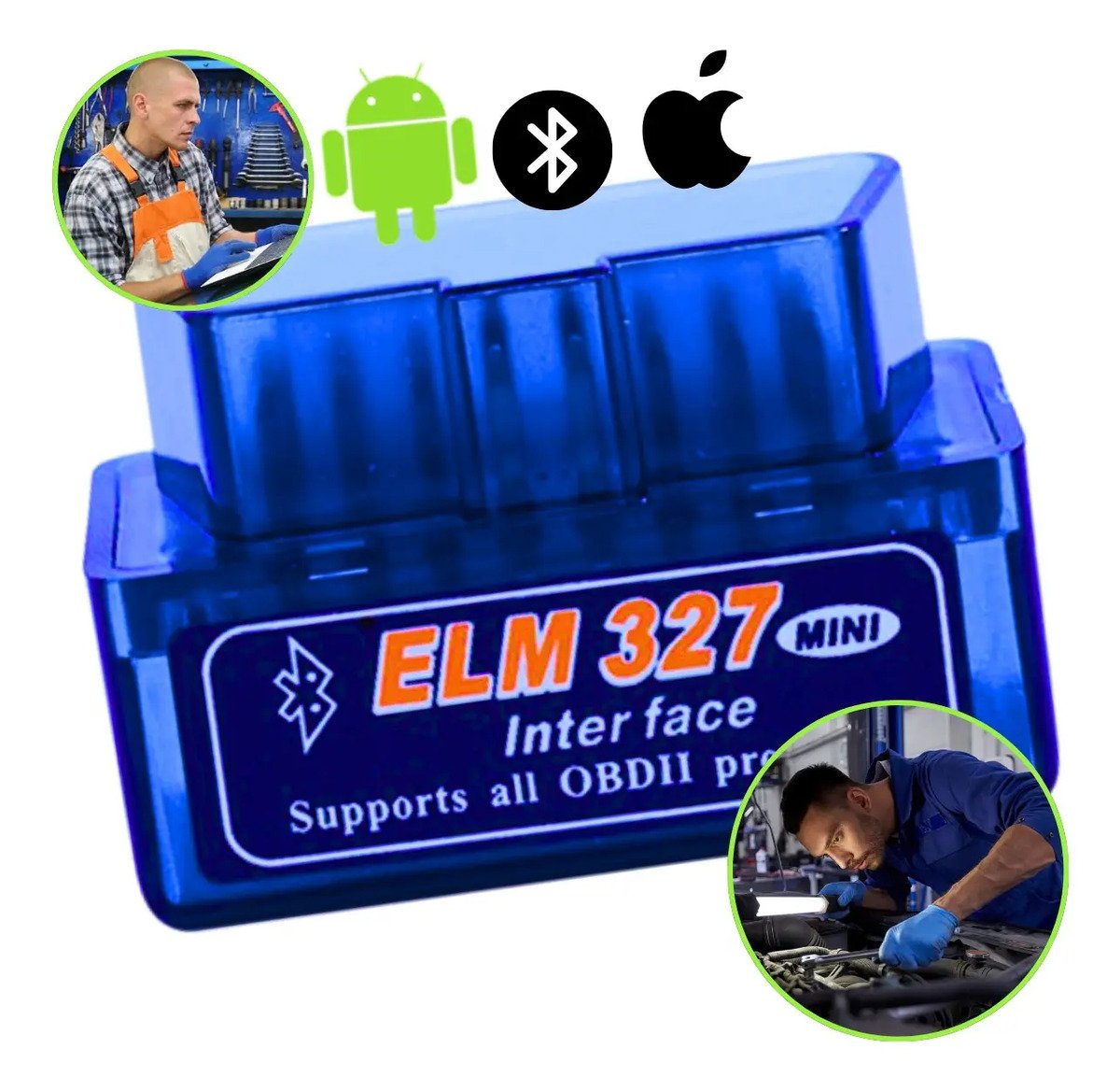 Scanner automotivo OBD2 Bluetooth ELM327 azul