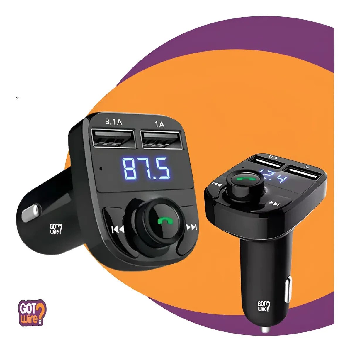 Transmissor FM Bluetooth para carro X8 com duas portas USB e display digital